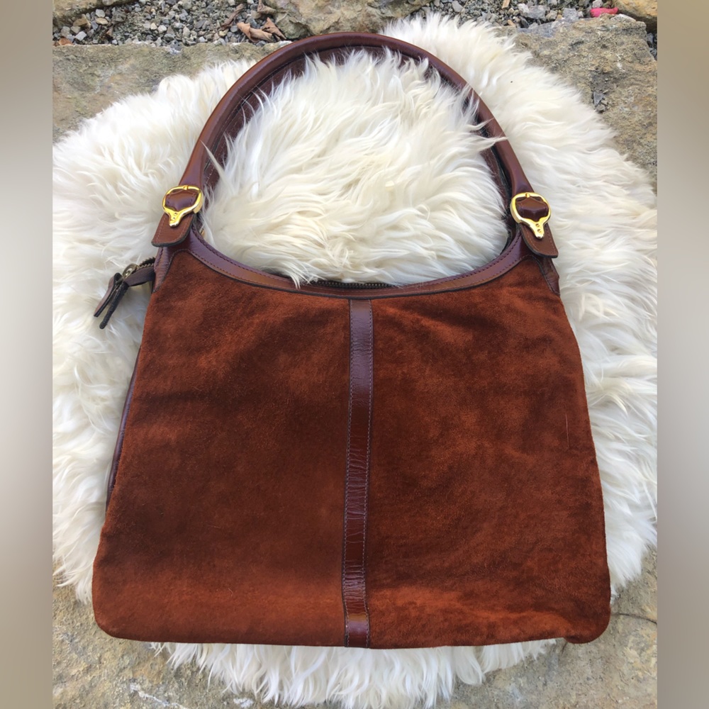 Vintage Phillippe leather and suede purse, totally 70s vibe in burnt orange
